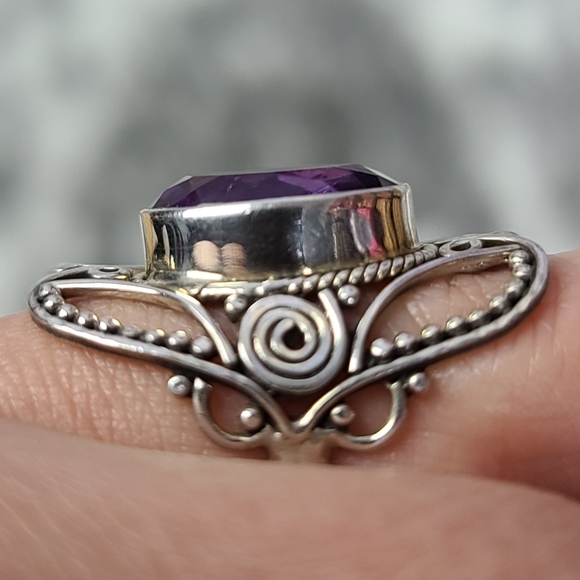 Sterling Silver Purple Amethyst Rustic - Picture 7 of 16